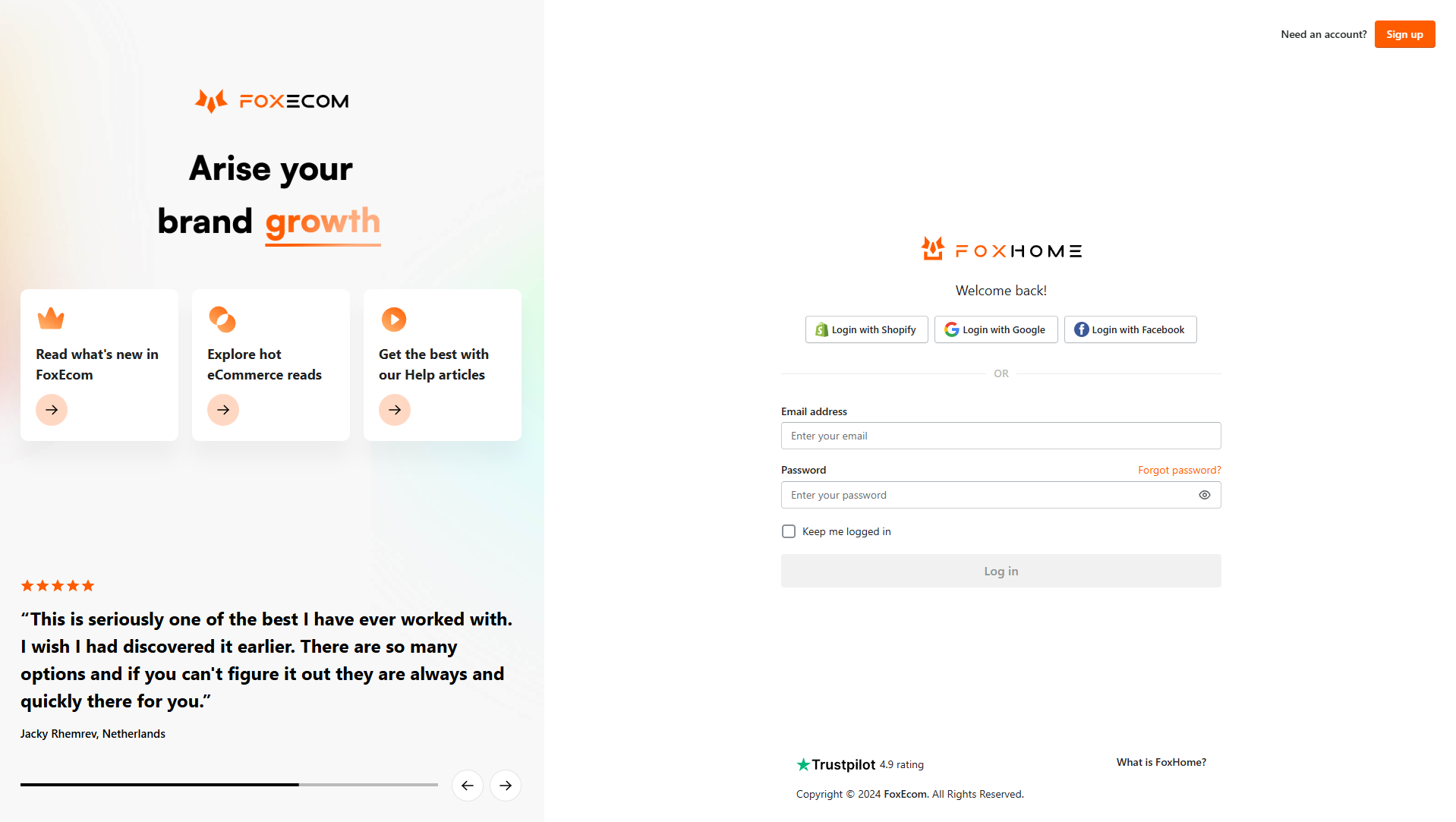 Connect FoxHome to your Shopify store to try all demos for free!