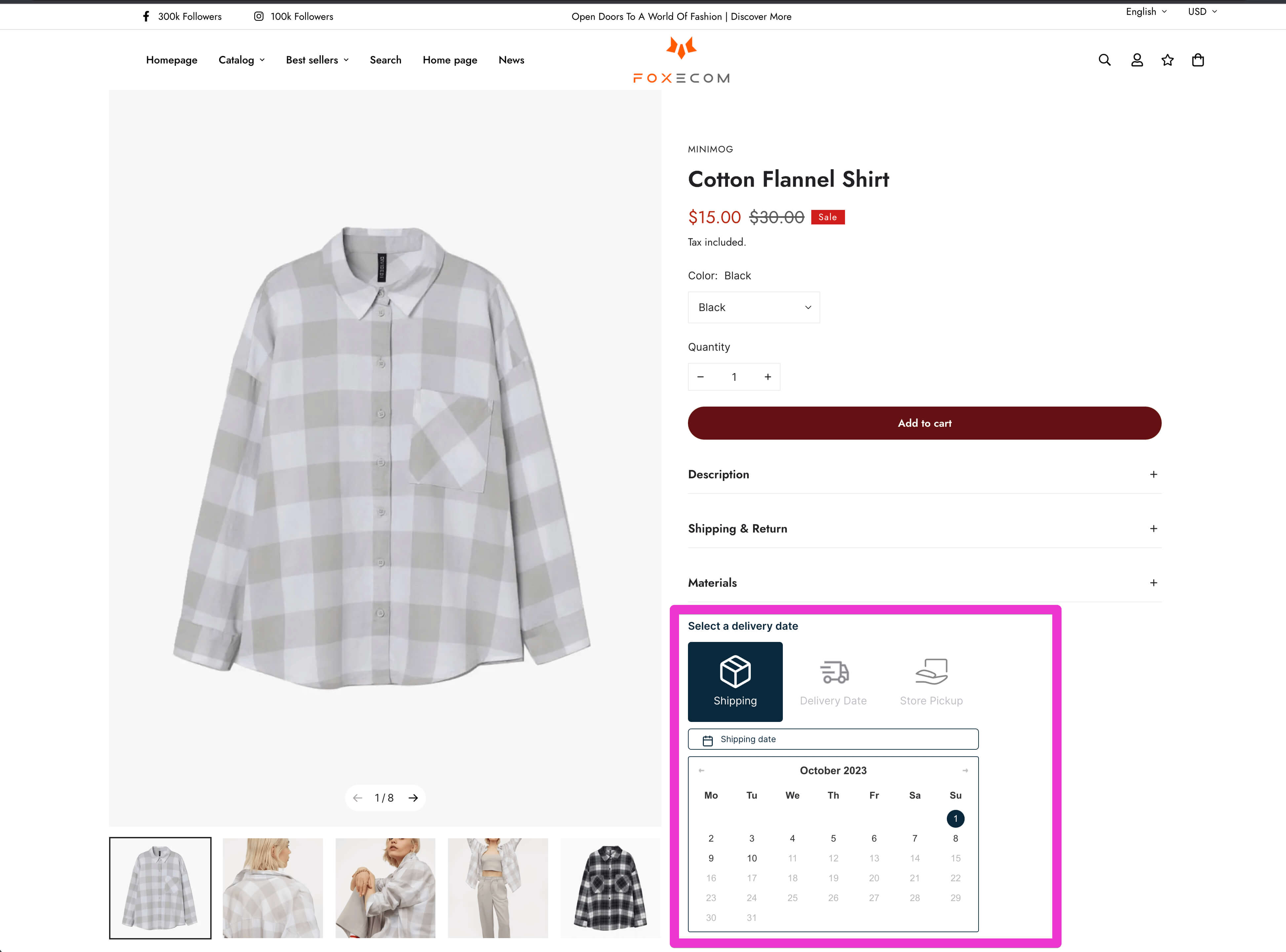 How DingDoong displays on a page built by Foxify